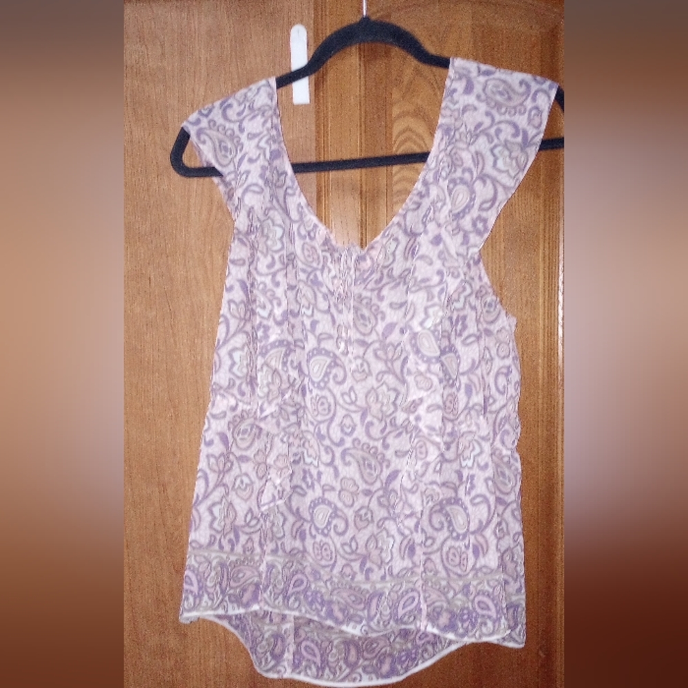 🌞American Eagle Outfitters Gauzy Lavender Print Blouse Fairy Core XL Feminine